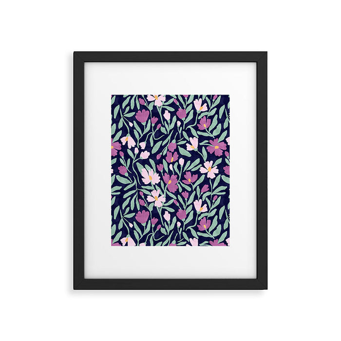 Pink Midnight Bloom Framed Art Print Gallery Image 1
