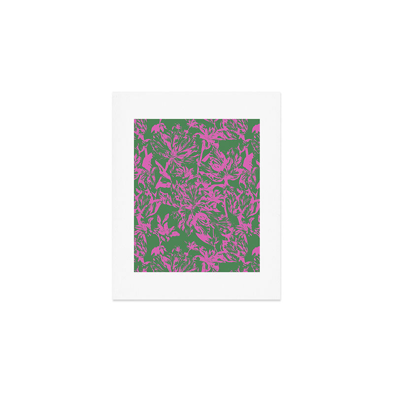 Pink petals on green Art Print Gallery Image 1