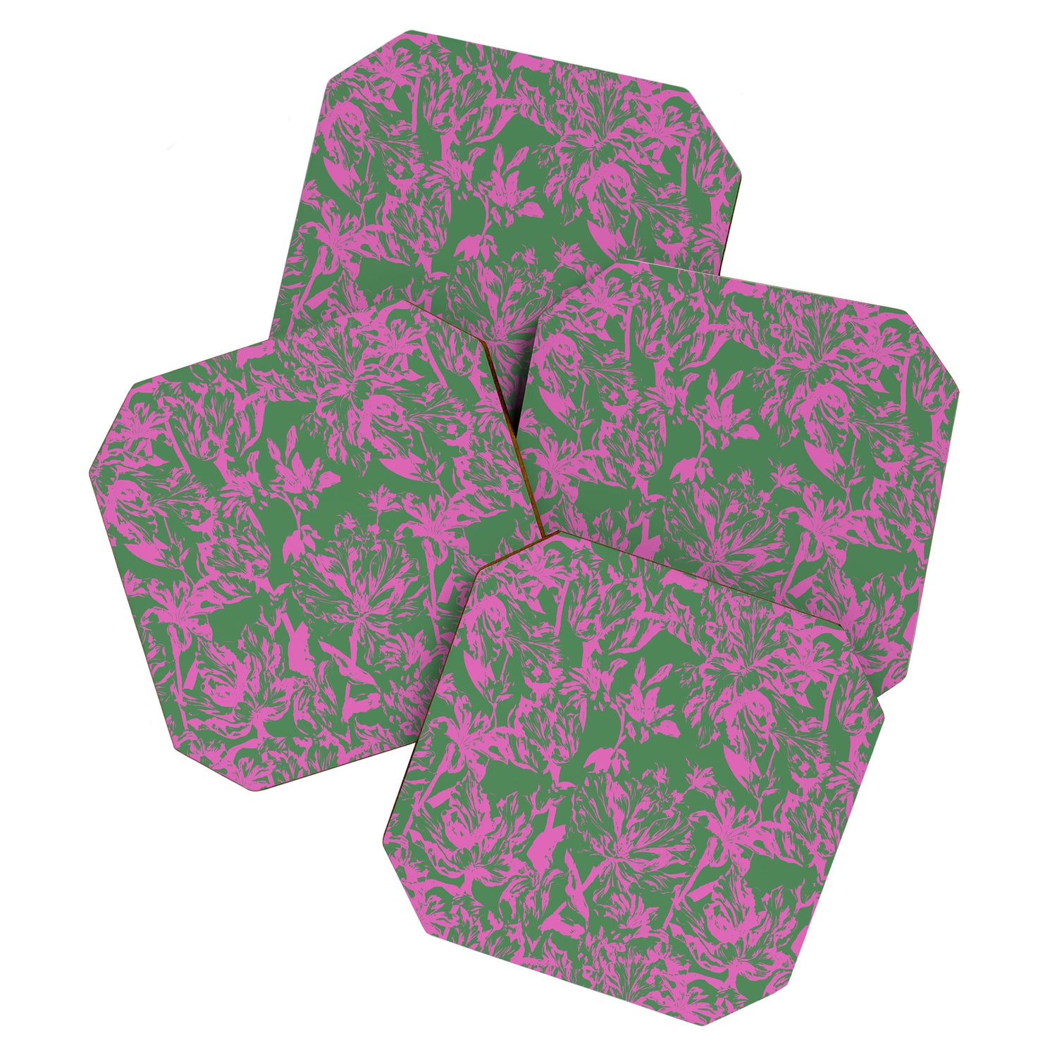 Pink petals on green Coaster Gallery Image 1