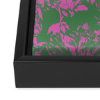 Pink petals on green Framed Canvas Print Gallery Image 3