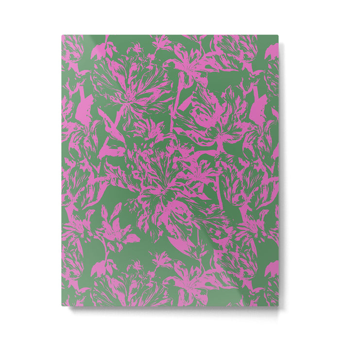 Pink petals on green Metal Print Gallery Image 1