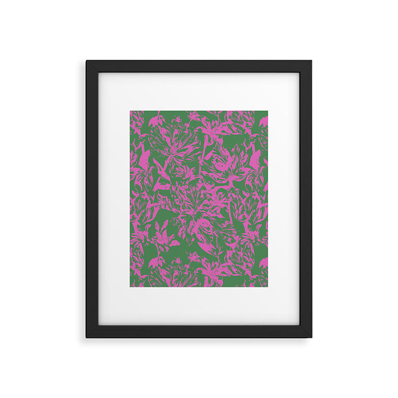 Pink petals on green Framed Art Print Gallery Image 5