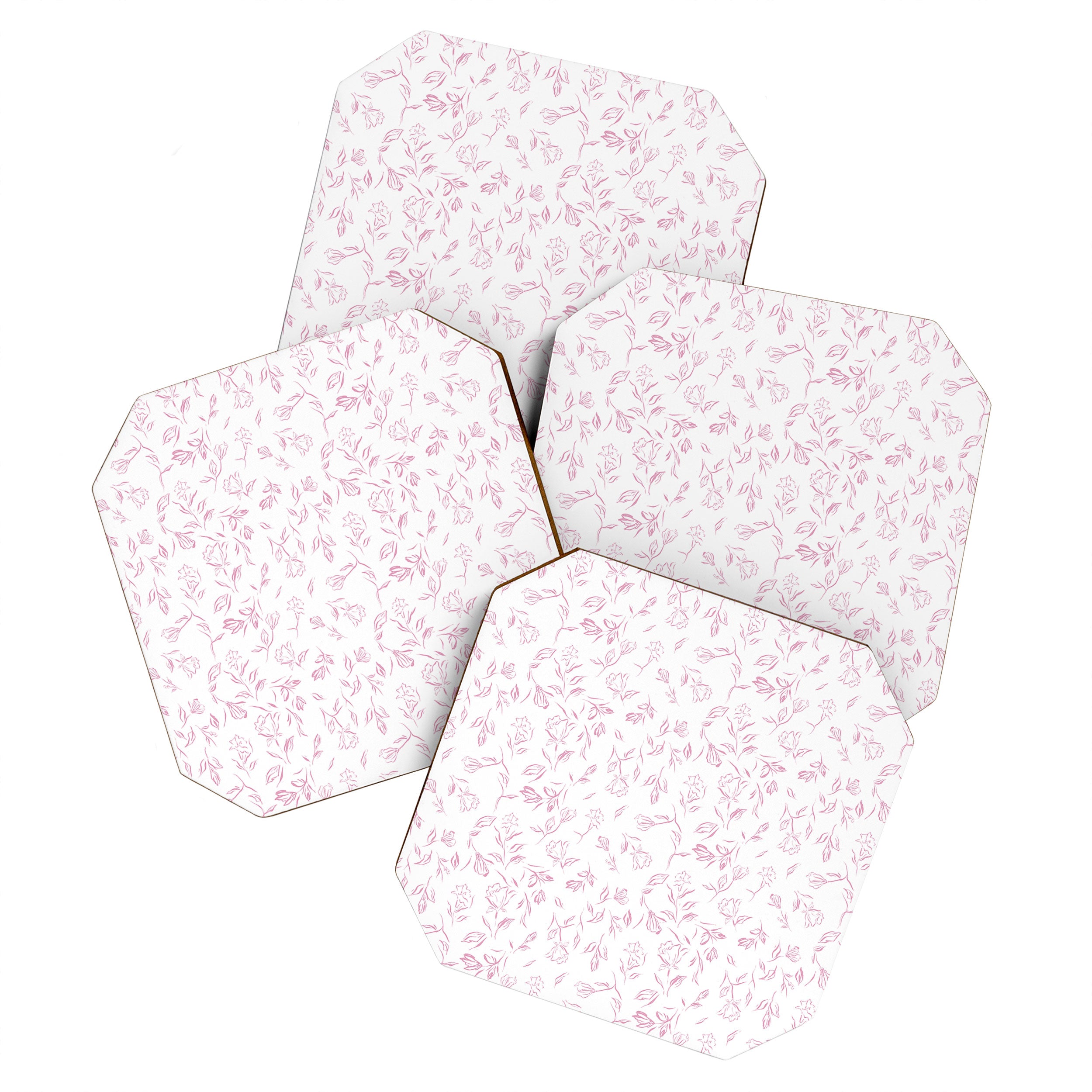 Pink romantic wildflowers Coaster Gallery Image 1