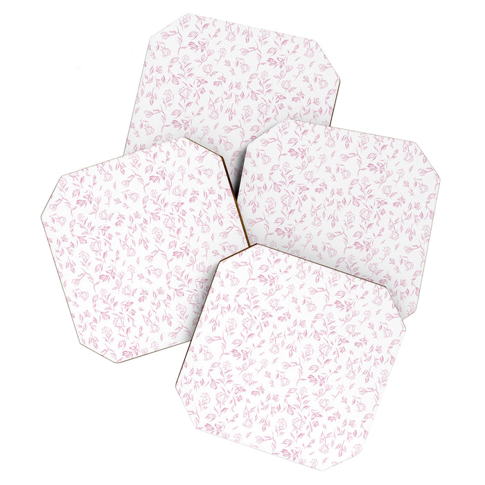 Pink romantic wildflowers Coaster Gallery Image 1