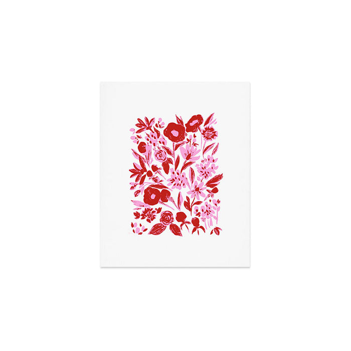 Red and pink artsy flowers Art Print Gallery Image 1
