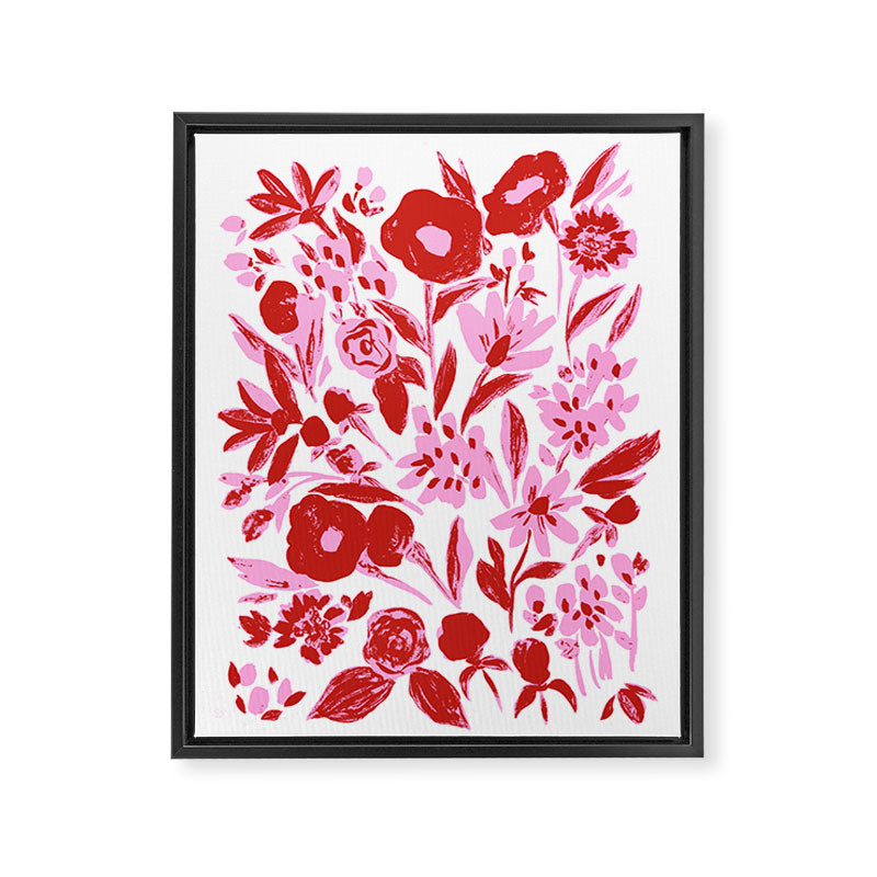 Red and pink artsy flowers Framed Canvas Print Gallery Image 6