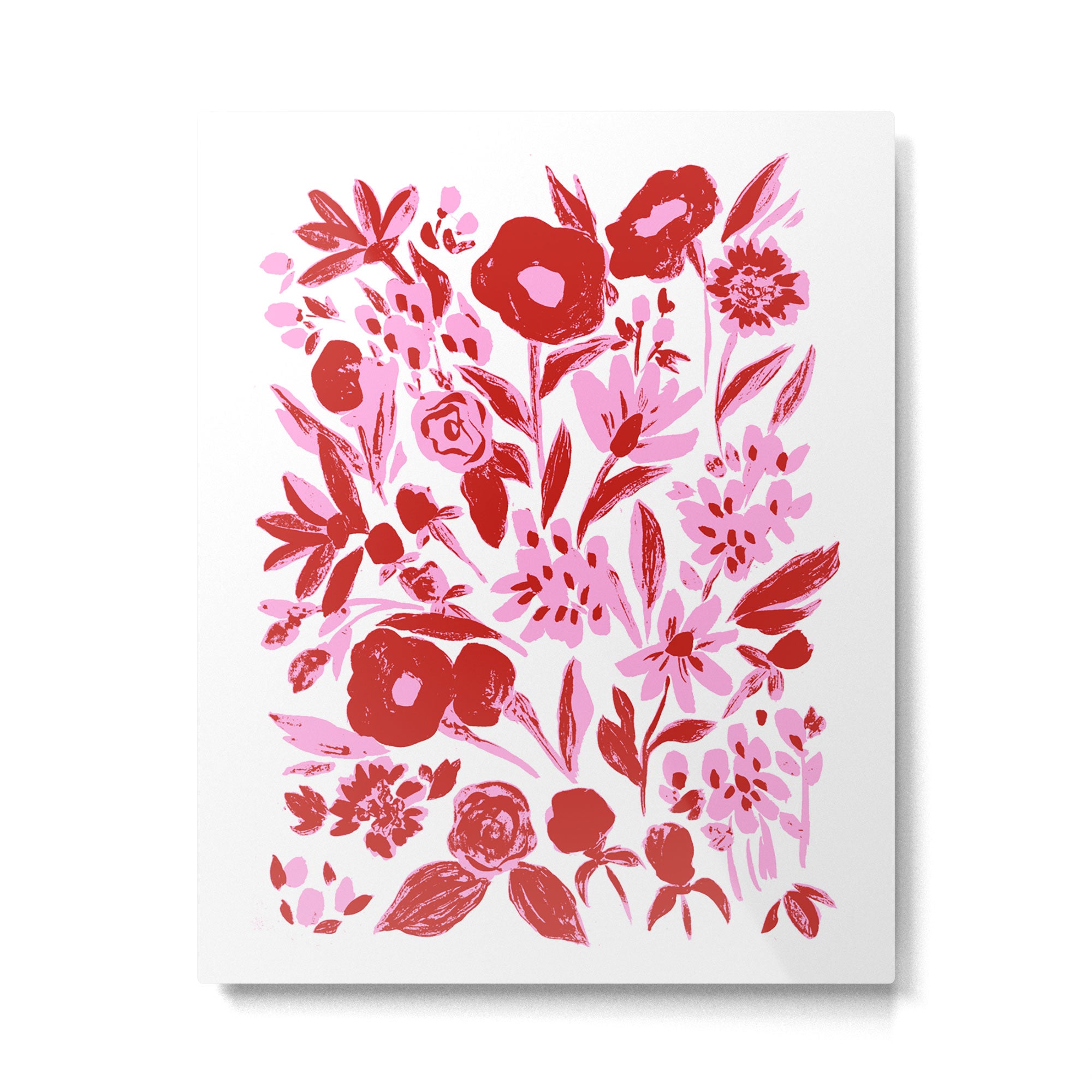 Red and pink artsy flowers Metal Print Gallery Image 4