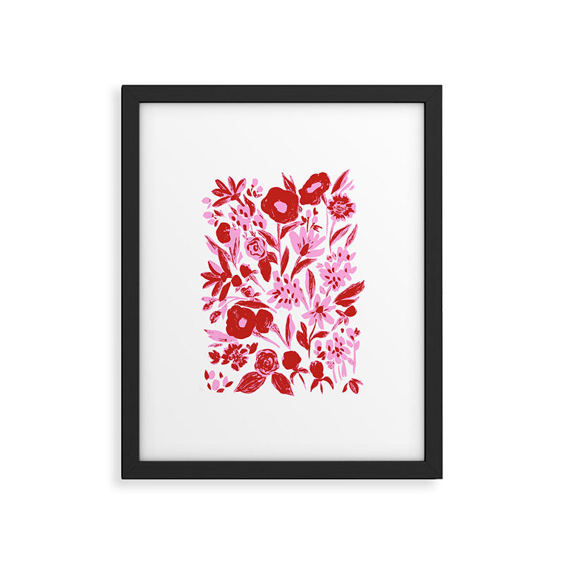 Red and pink artsy flowers Framed Art Print Gallery Image 5
