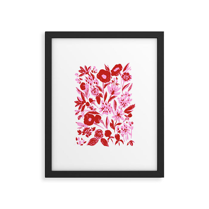 Red and pink artsy flowers Framed Art Print Gallery Image 1