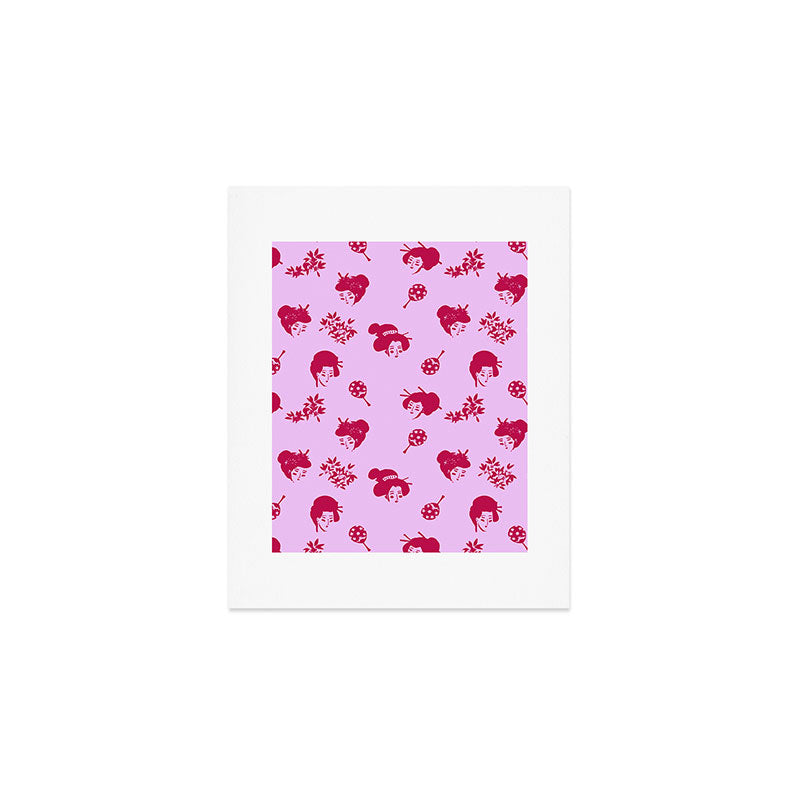Red and pink Japanese pattern Art Print Gallery Image 1