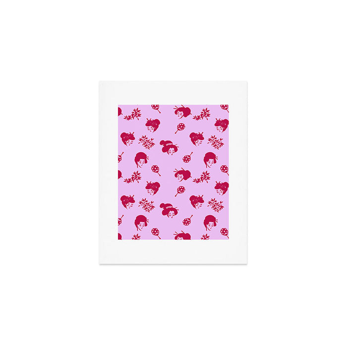 Red and pink Japanese pattern Art Print Gallery Image 1