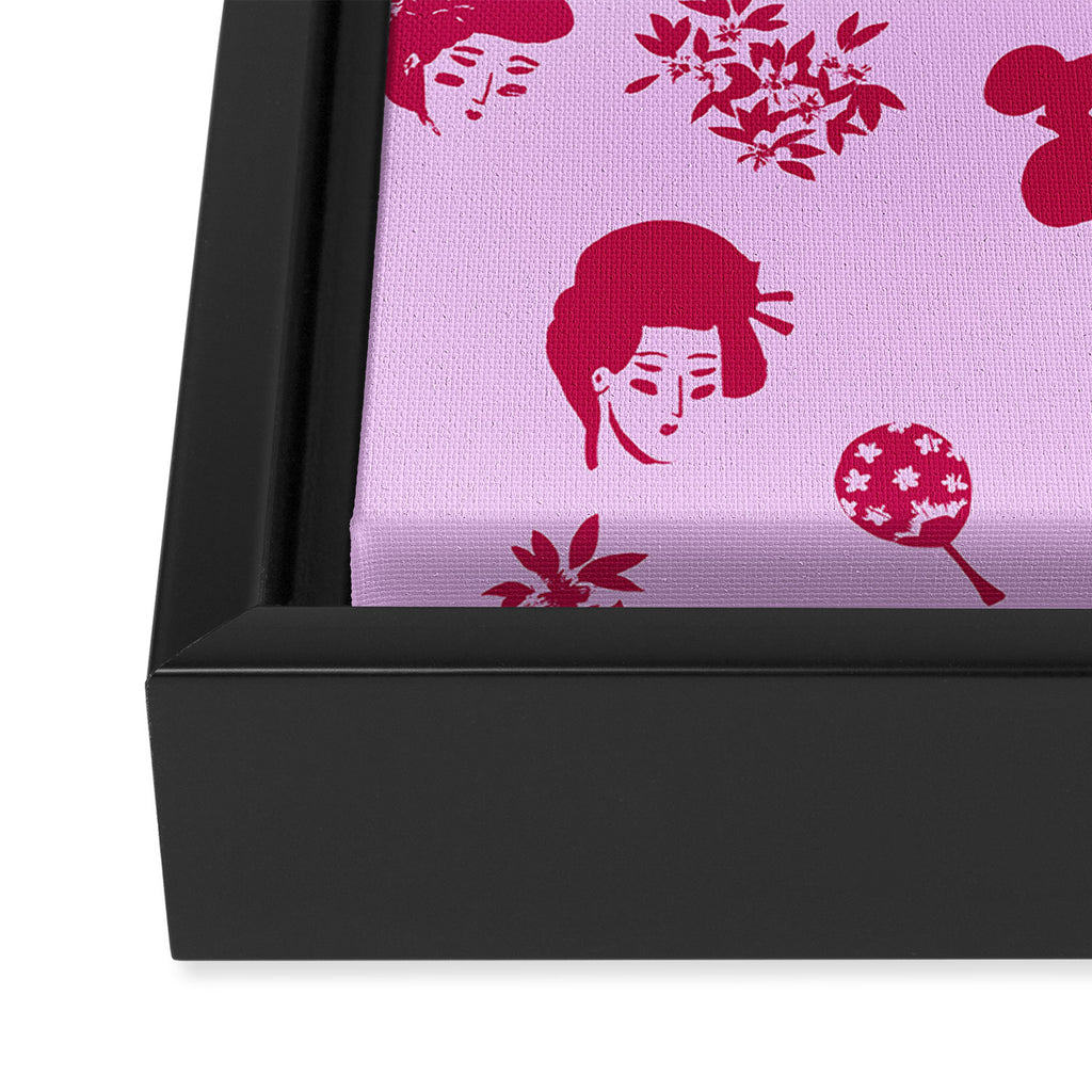 Red and pink Japanese pattern Framed Canvas Print Gallery Image 3