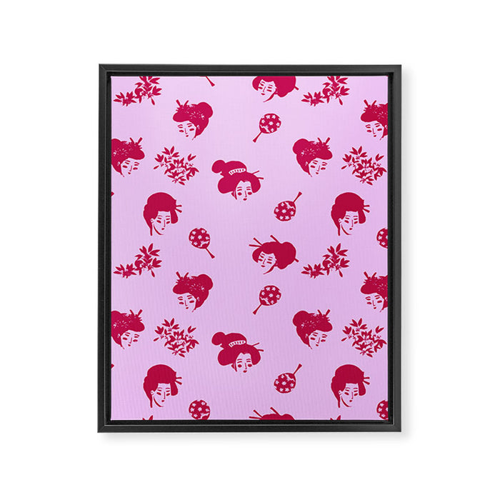 Red and pink Japanese pattern Framed Canvas Print Gallery Image 1