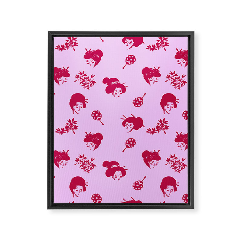 Red and pink Japanese pattern Framed Canvas Print Gallery Image 8