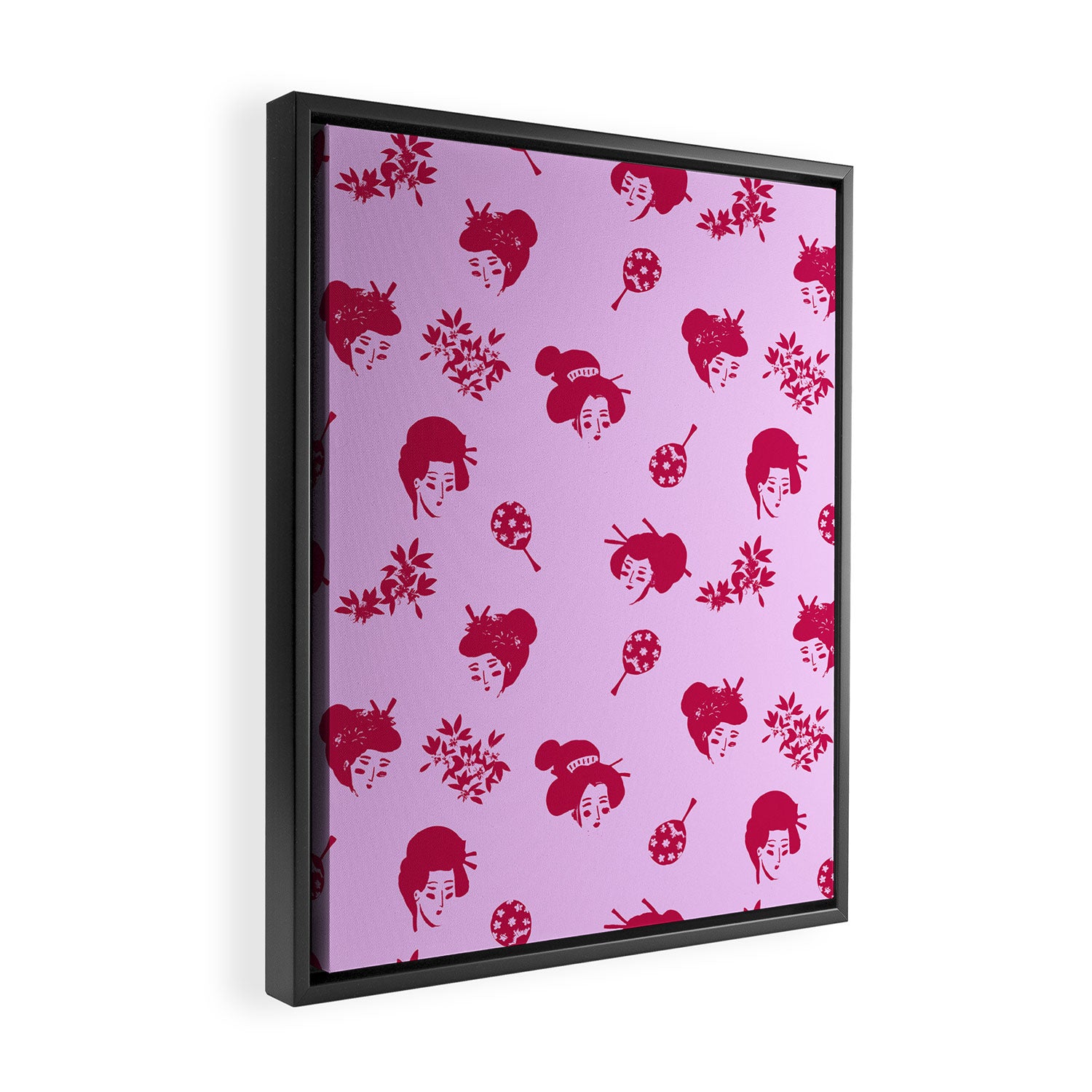 Red and pink Japanese pattern Framed Canvas Print Gallery Image 2