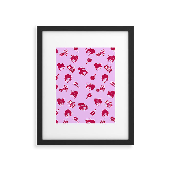 Red and pink Japanese pattern Framed Art Print Gallery Image 1