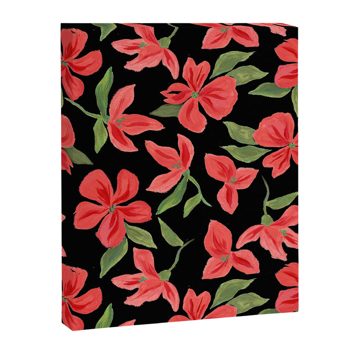 Red bold flowers in black background Canvas Print Gallery Image 1