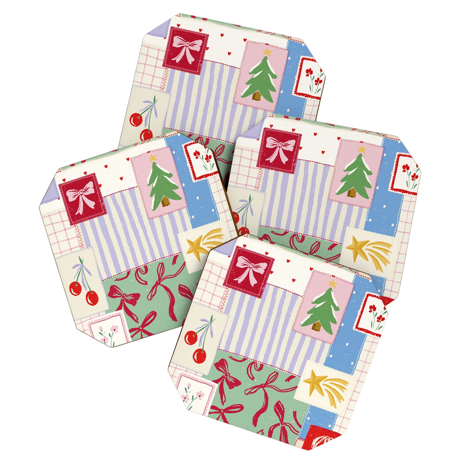 Retro christmas patch Coaster Gallery Image 1
