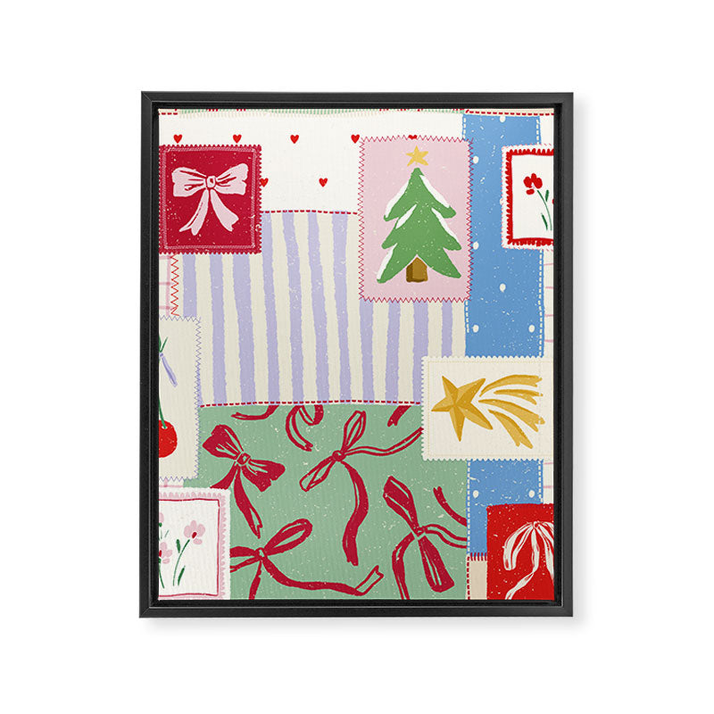 Retro christmas patch Framed Canvas Print Gallery Image 8