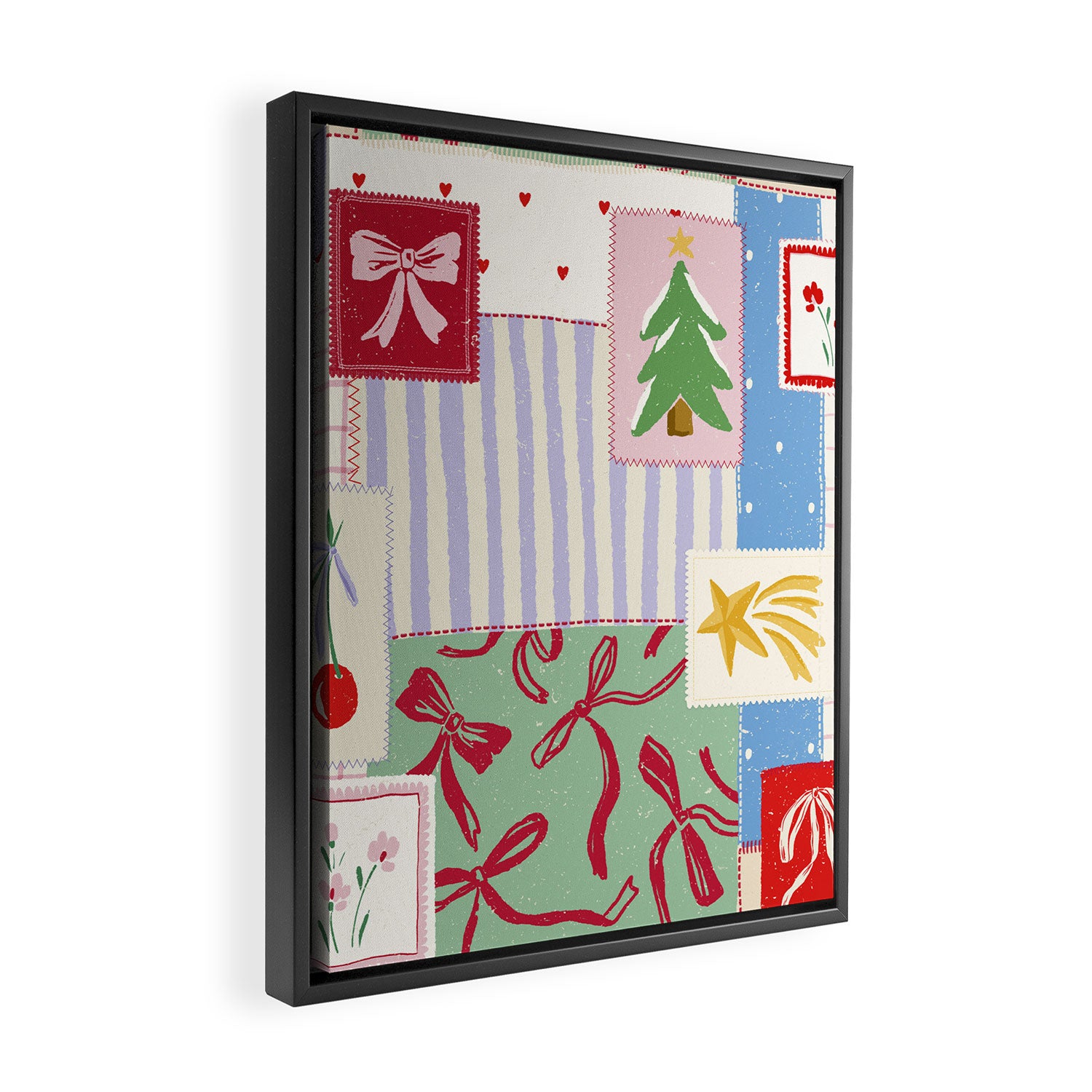Retro christmas patch Framed Canvas Print Gallery Image 2