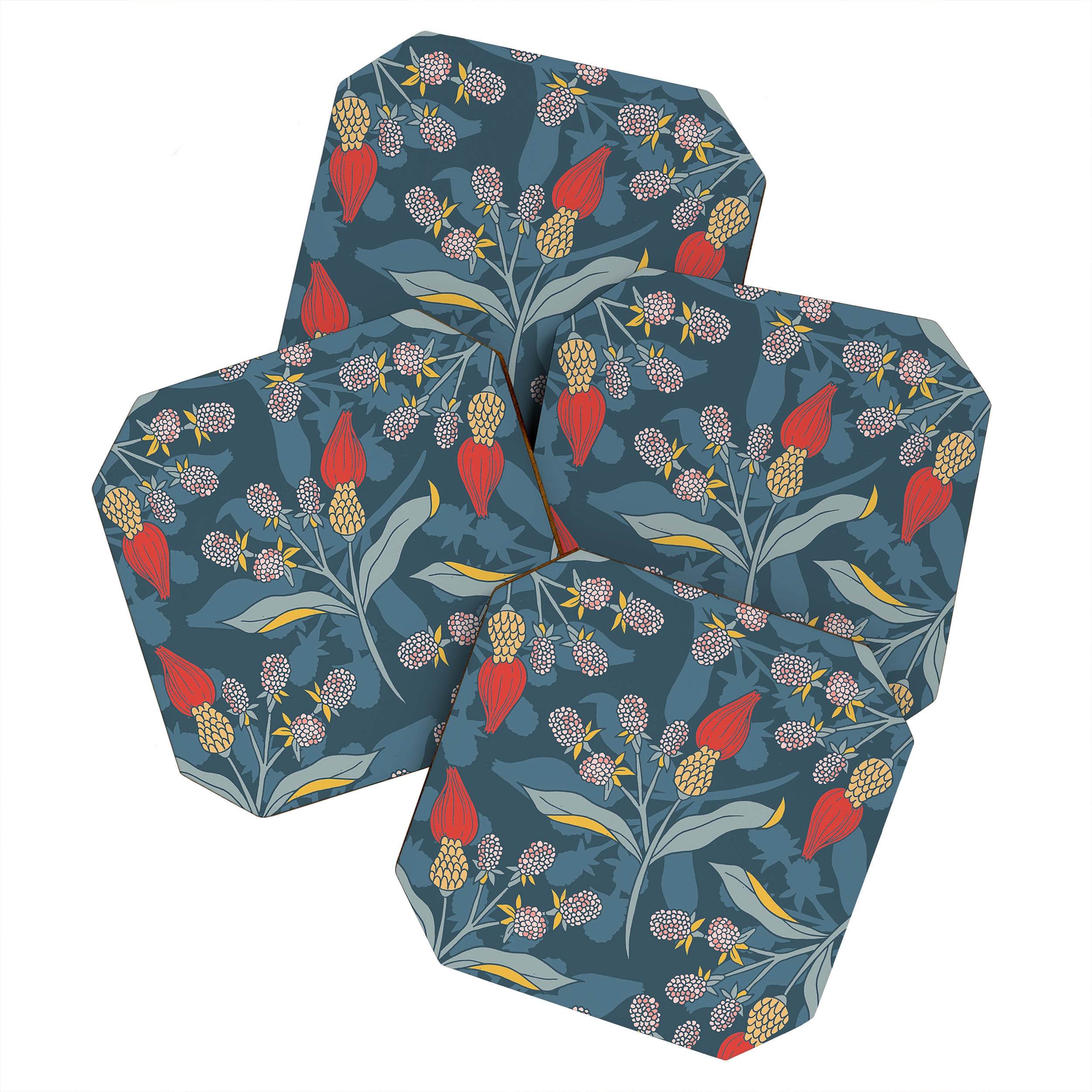 Retro floral shapes Coaster Gallery Image 1