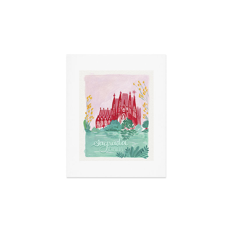 Sagrada familia- Landscape hand-painted Illustration Art Print Gallery Image 1