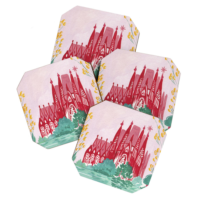 Sagrada familia- Landscape hand-painted Illustration Coaster Gallery Image 1