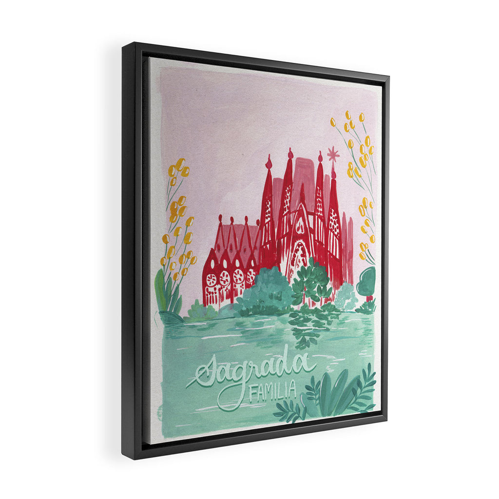 Sagrada familia- Landscape hand-painted Illustration Framed Canvas Print Gallery Image 2