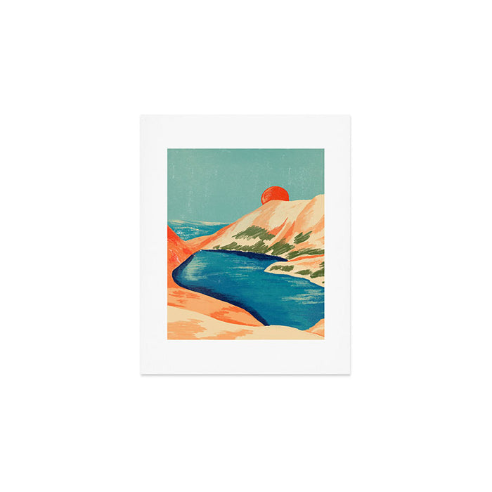 Serene River Flowing Through Majestic Mountains Art Print Gallery Image 1