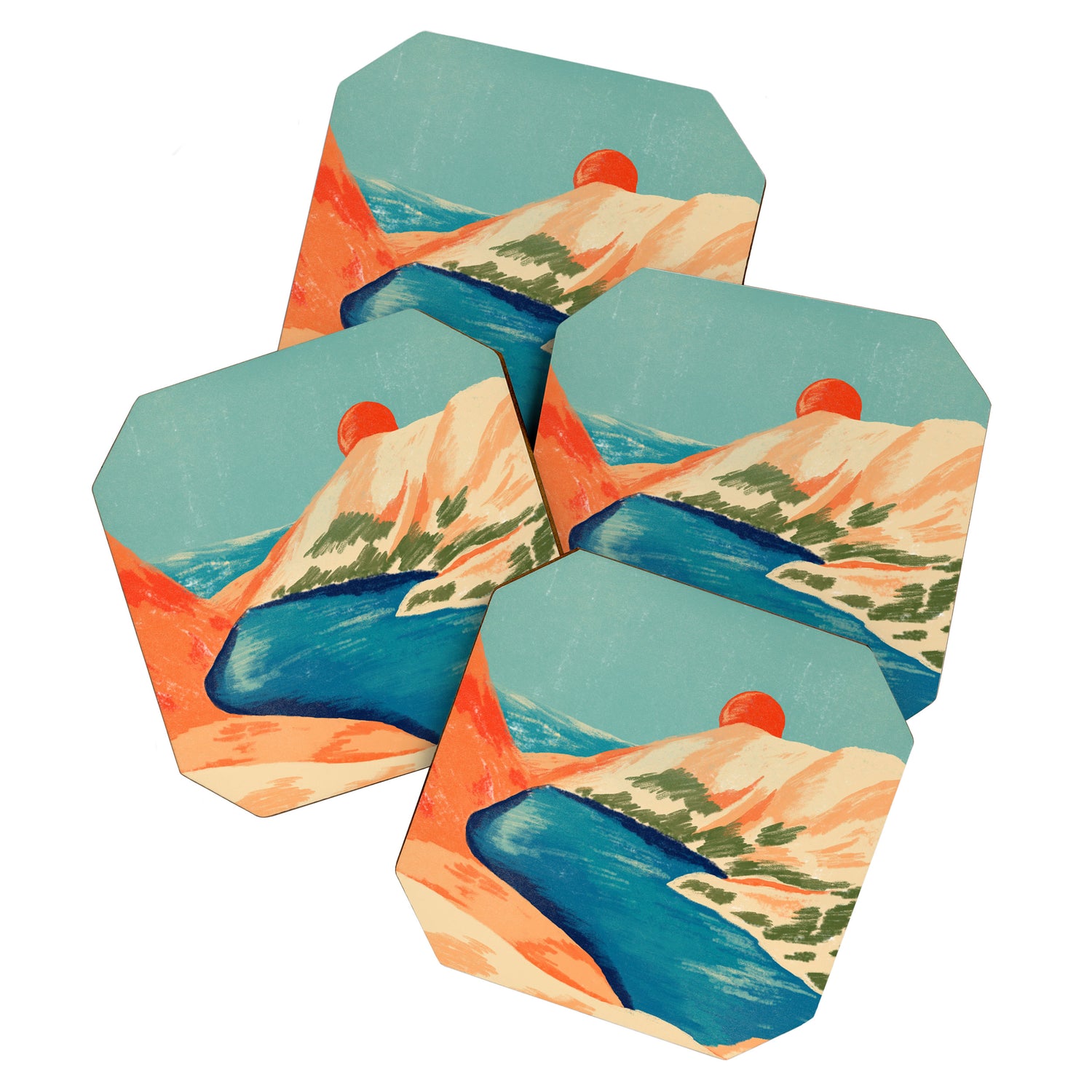 Serene River Flowing Through Majestic Mountains Coaster Gallery Image 1