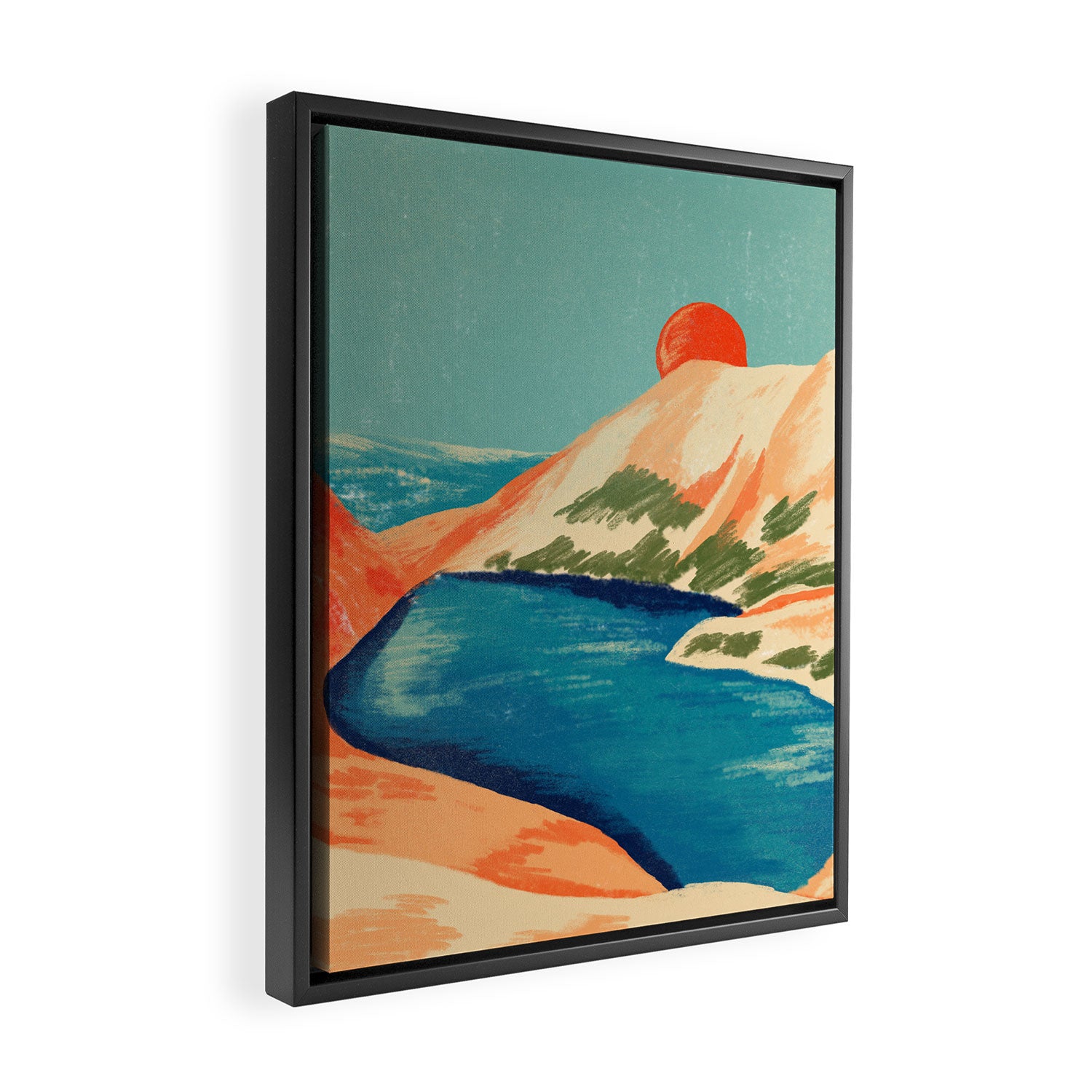 Serene River Flowing Through Majestic Mountains Framed Canvas Print Gallery Image 2