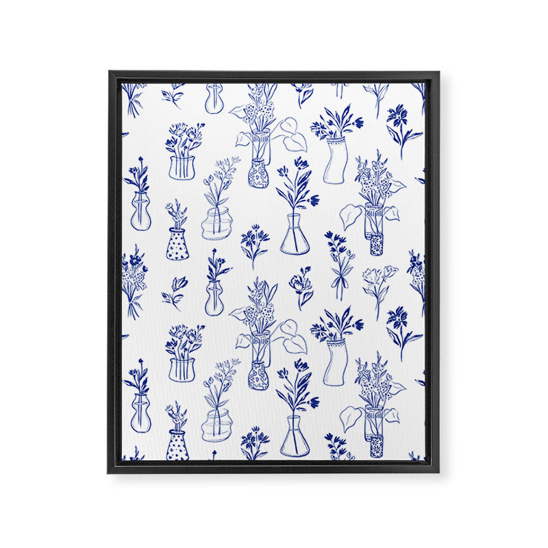 Simple Still Life with Flowers and Vases Framed Canvas Print Gallery Image 8