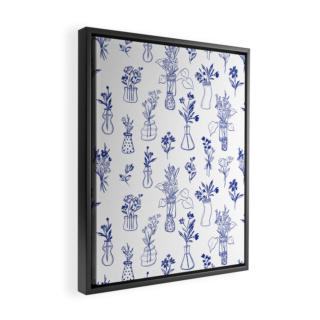 Simple Still Life with Flowers and Vases Framed Canvas Print Gallery Image 2