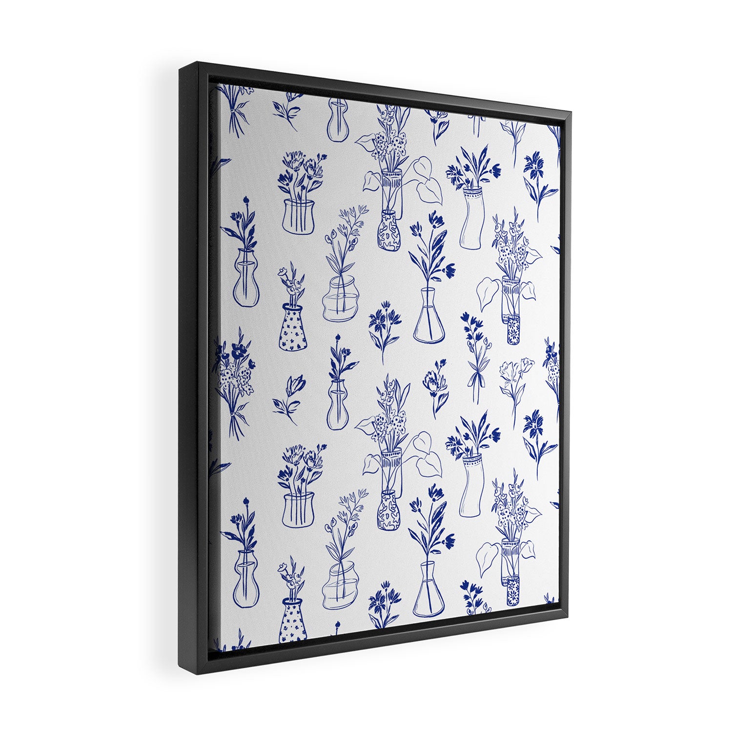 Simple Still Life with Flowers and Vases Framed Canvas Print Gallery Image 2