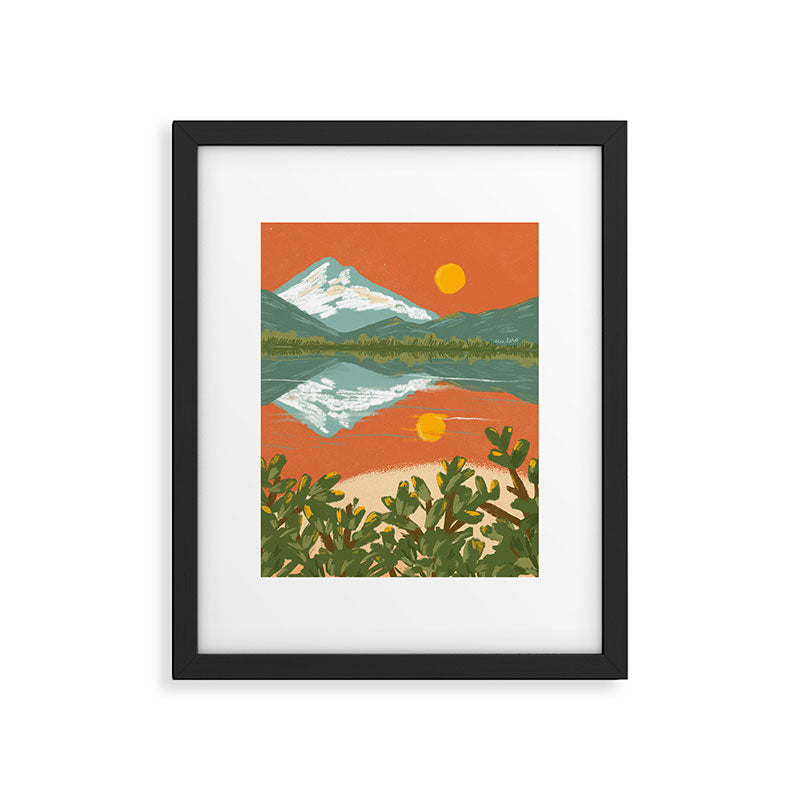 Tranquil Sunset Lake Painting Framed Art Print Gallery Image 6