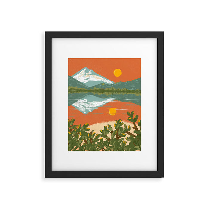 Tranquil Sunset Lake Painting Framed Art Print Gallery Image 1