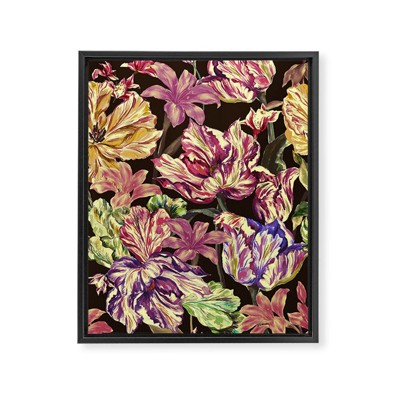 Watercolor Bloom in the Dark Framed Canvas Print Gallery Image 3