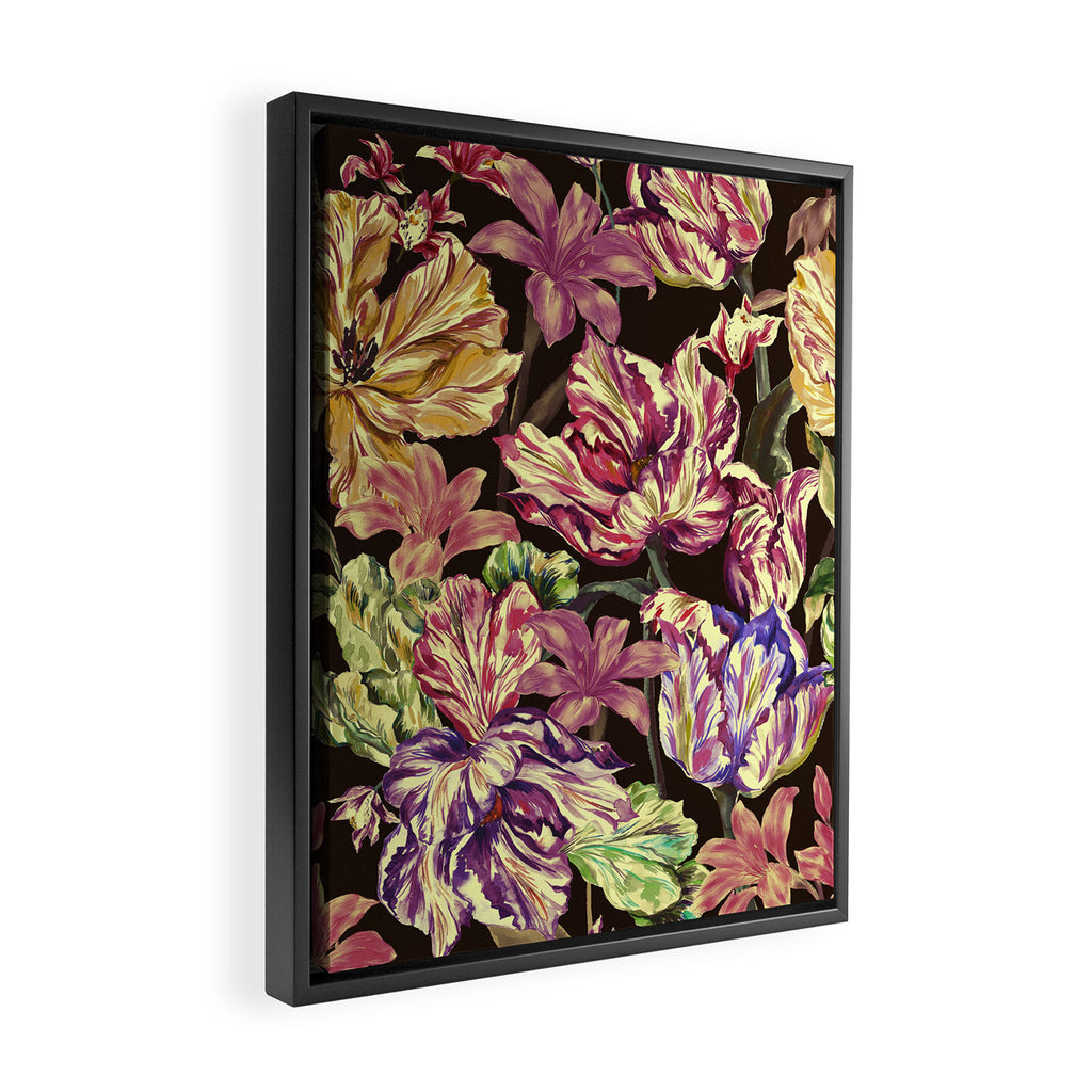 Watercolor Bloom in the Dark Framed Canvas Print Gallery Image 2