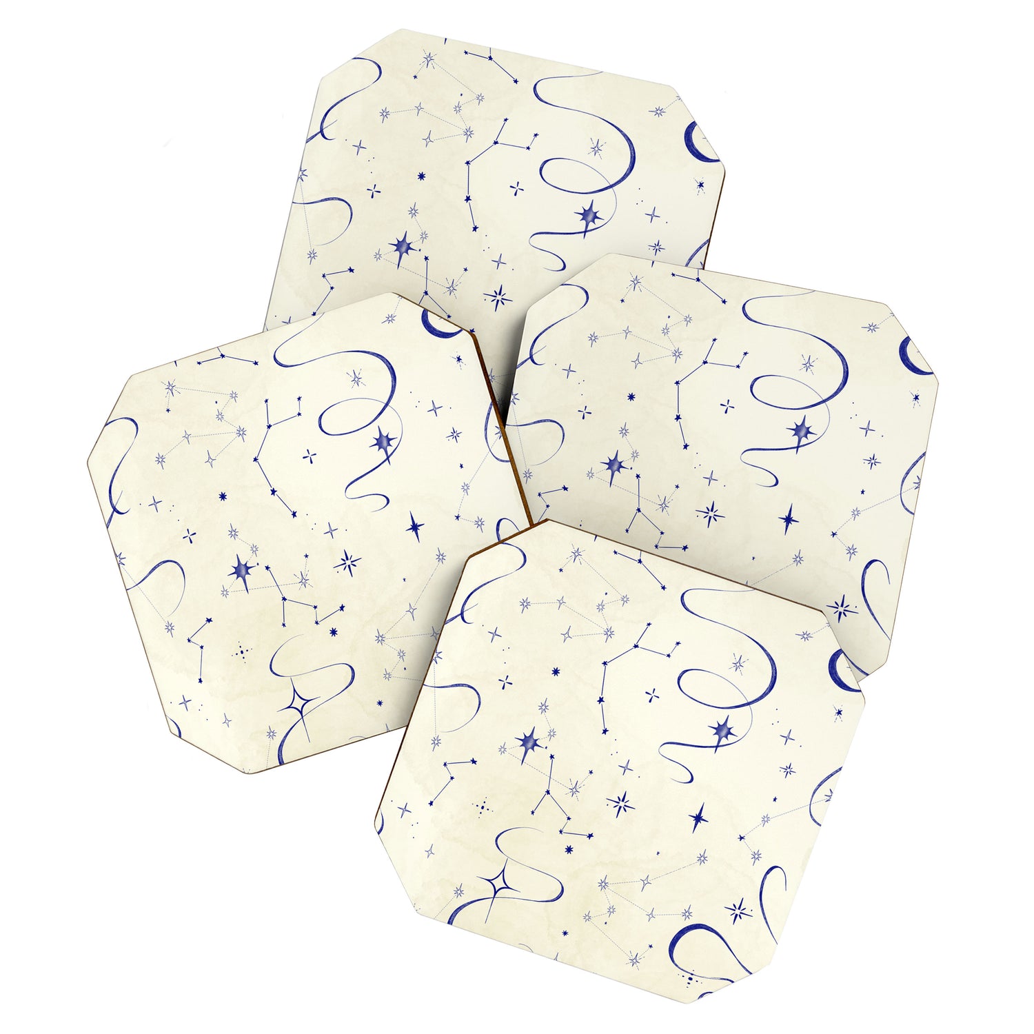 White and dark blue mystical starry night Coaster Gallery Image 1