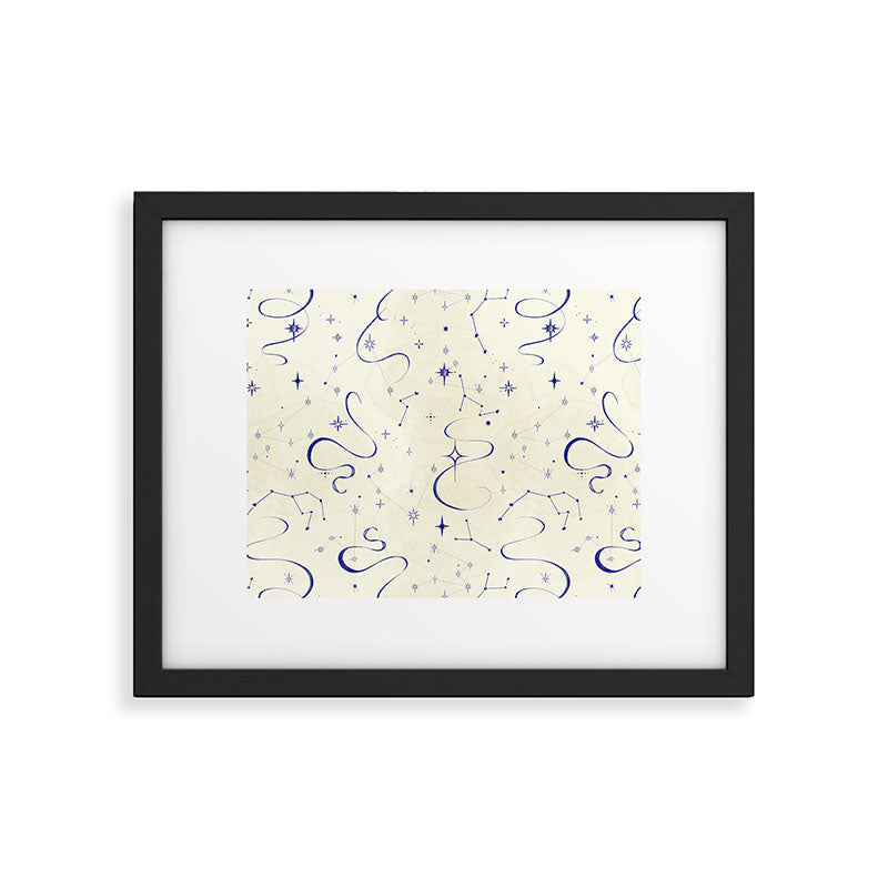 White and dark blue mystical starry night Framed Art Print Gallery Image 6