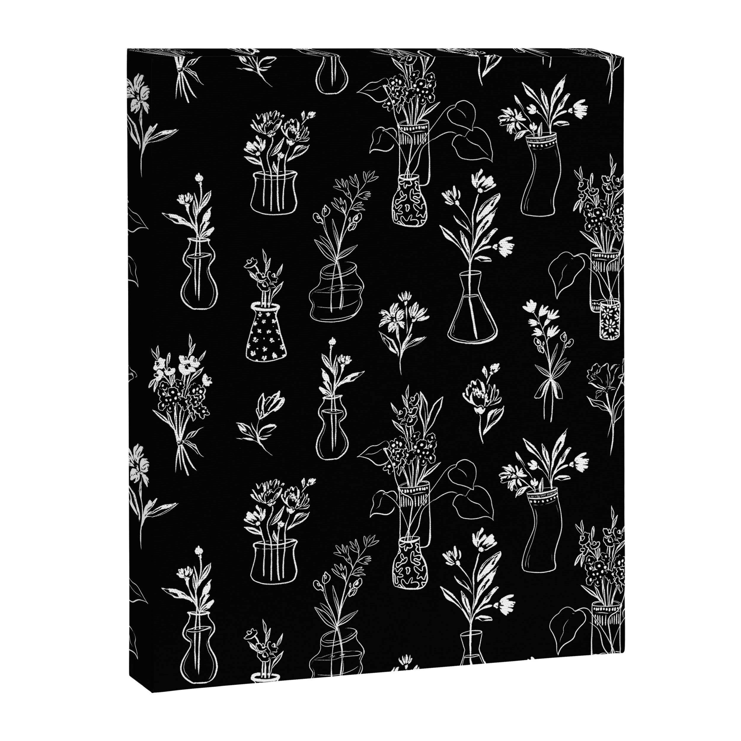 Wildflowers and vases in dark background Canvas Print Gallery Image 8
