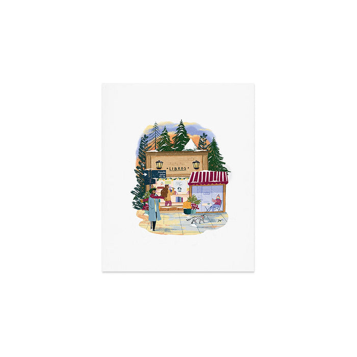 Winter at the bookshop Art Print Gallery Image 1