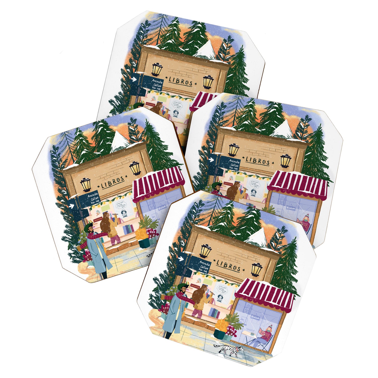 Winter at the bookshop Coaster Gallery Image 1