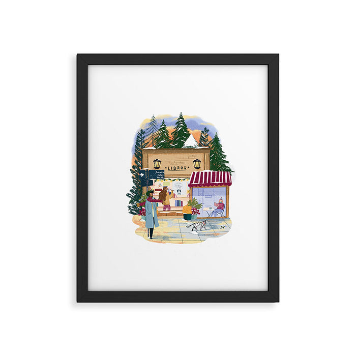 Winter at the bookshop Framed Art Print Gallery Image 1