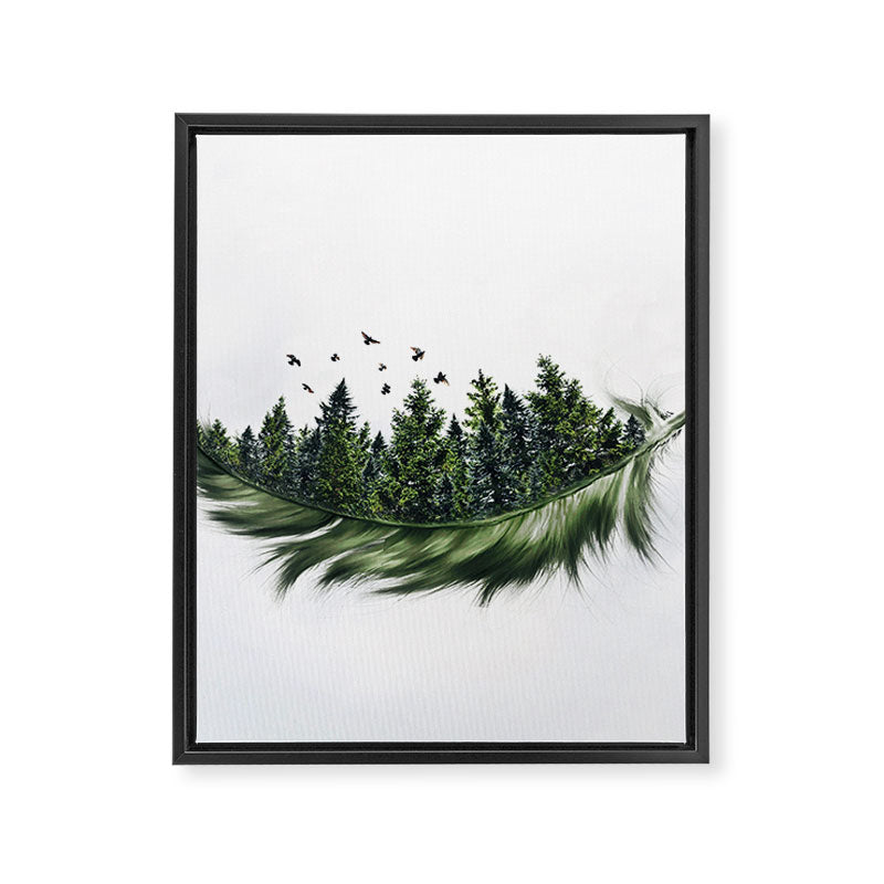 Earth Feather â¢ Green Feather I Framed Canvas Print Gallery Image 8