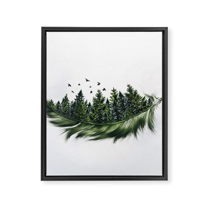 Earth Feather â¢ Green Feather I Framed Canvas Print Gallery Image 1