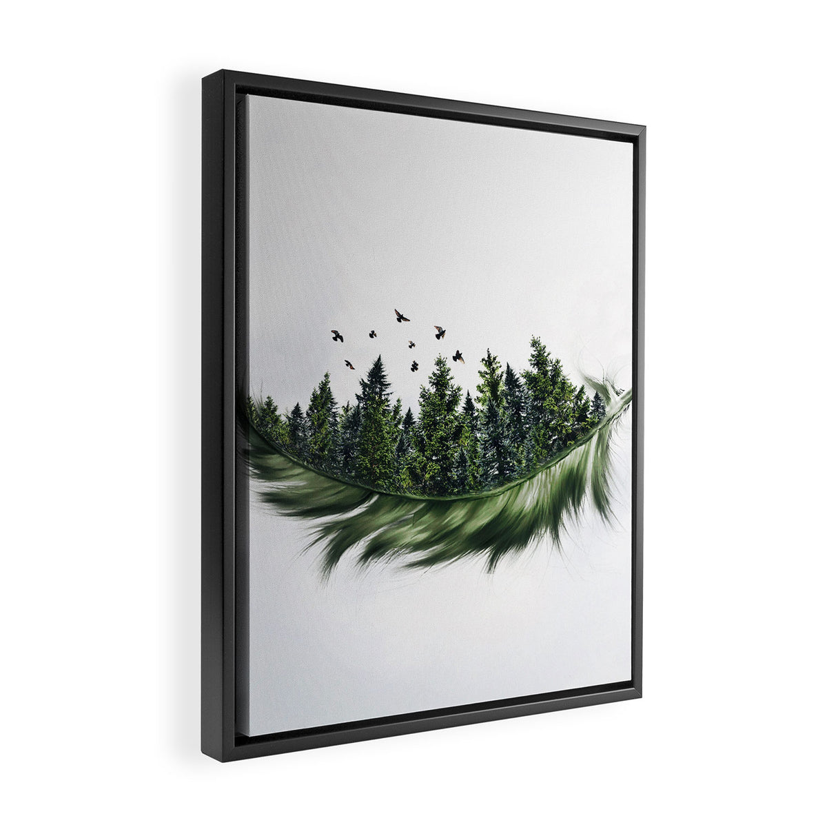 Earth Feather â¢ Green Feather I Framed Canvas Print Gallery Image 2