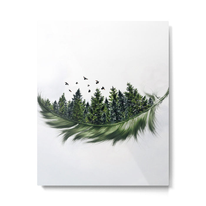 Earth Feather â¢ Green Feather I Metal Print Gallery Image 1