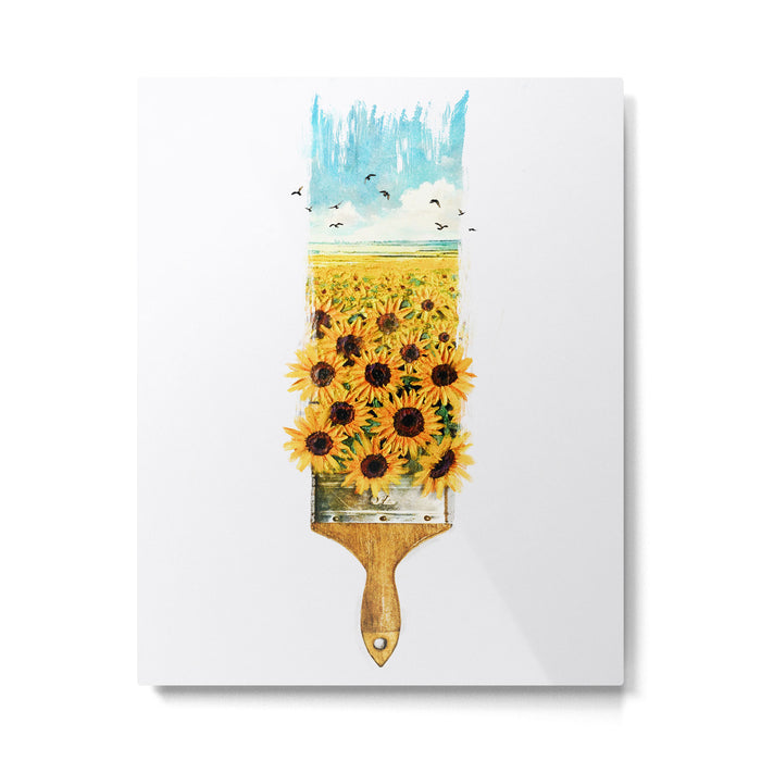 Painting Sunflowers Metal Print Gallery Image 1