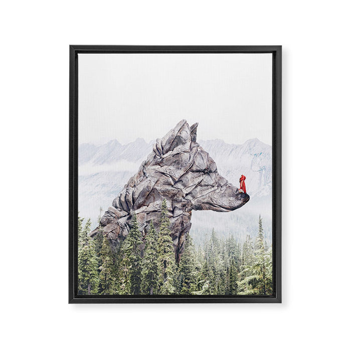 Stone Wolf | Little Red Riding Hood Framed Canvas Print Gallery Image 1